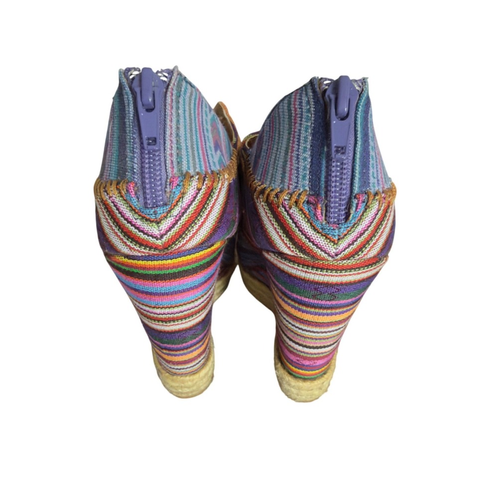 Chinese Laundry Make My Day Navajo Striped  Peep Toe Lace Up Wedge Sandal Size 6 - Picture 5 of 9